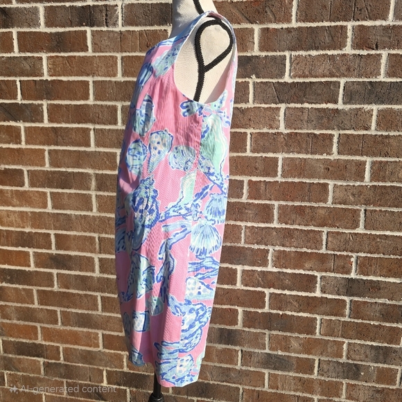 Lilly Pulitzer Cathy Pink Pout Barefoot Princess Lace Back Shift Dress - Picture 7 of 9